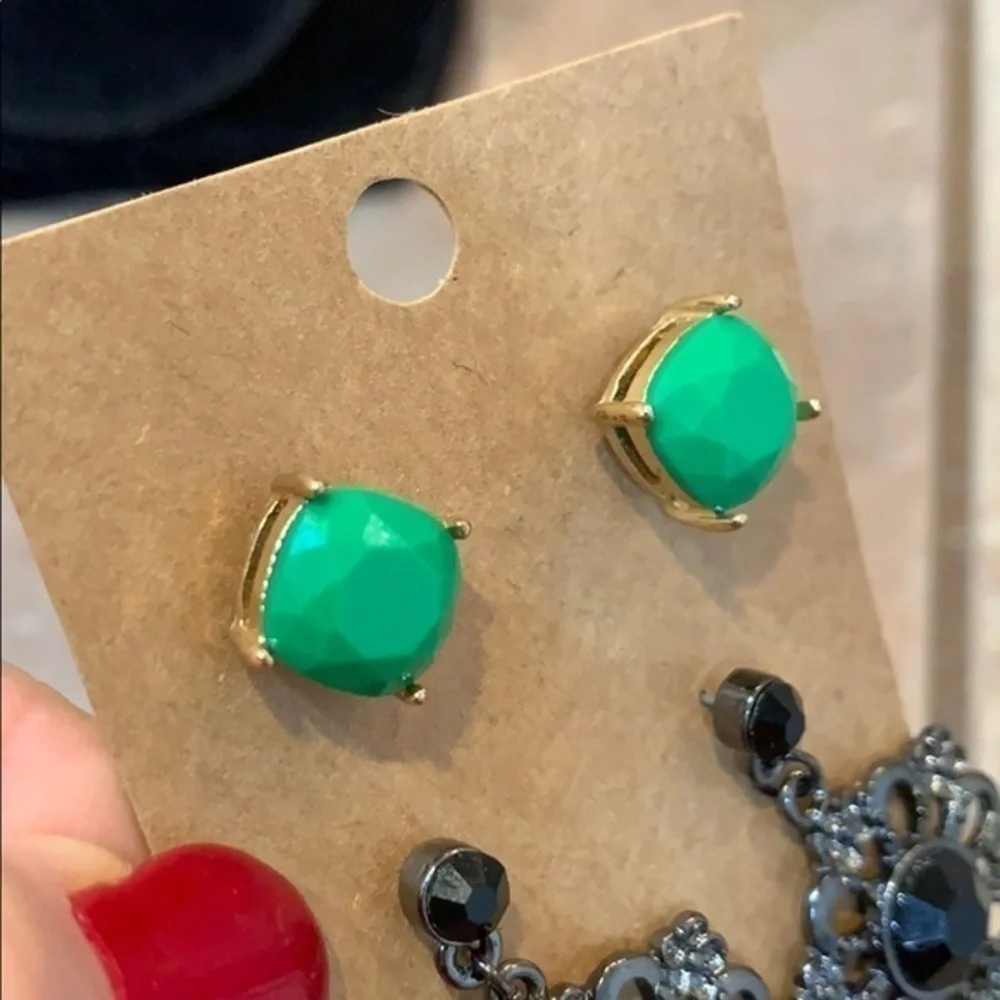 💐5/25 faceted stone stud crystal drop dangle